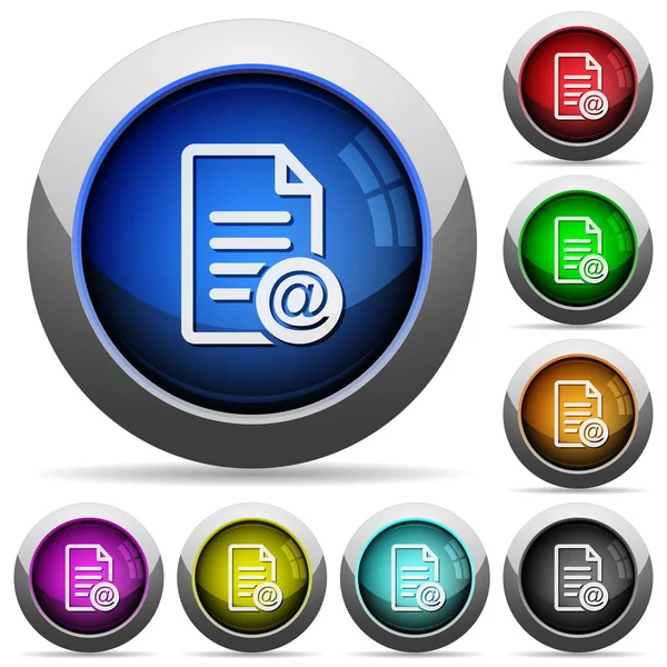 Enviar documento como email botones brillantes redondos — Archivo Imágenes Vectoriales