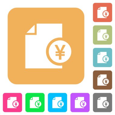 Yen mali rapor yuvarlak kare düz simgeler