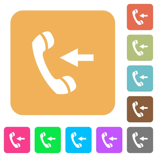 Llamada telefónica entrante redondeada iconos planos cuadrados — Vector de stock