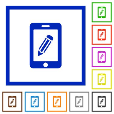 Akıllı telefon faturası düz çerçeveli simgeler