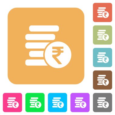 Hindistan Rupisi paralar yuvarlatılmış kare düz simgeler