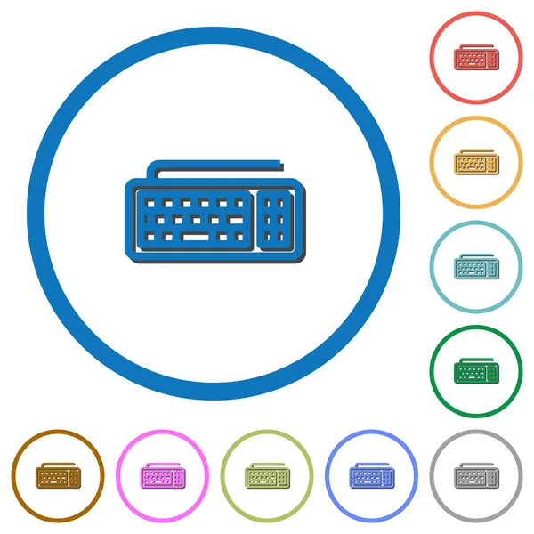 Icone della tastiera del computer con ombre e contorni — Vettoriale Stock