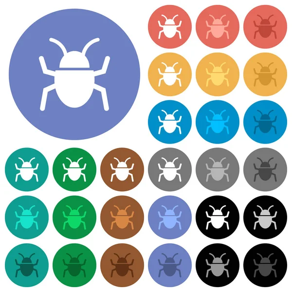 Bug rond plat multi icônes de couleur — Image vectorielle