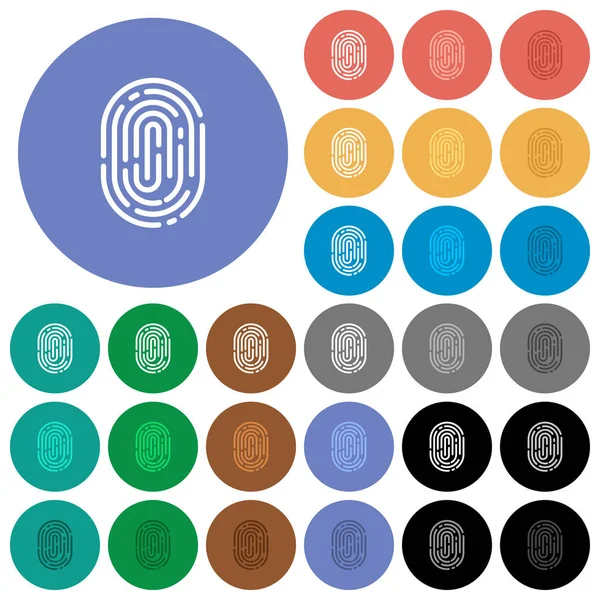 Fingerprint round flat multi colored icons — Stock Vector