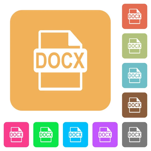 Format de fichier DOCX arrondi carrés icônes plates — Image vectorielle