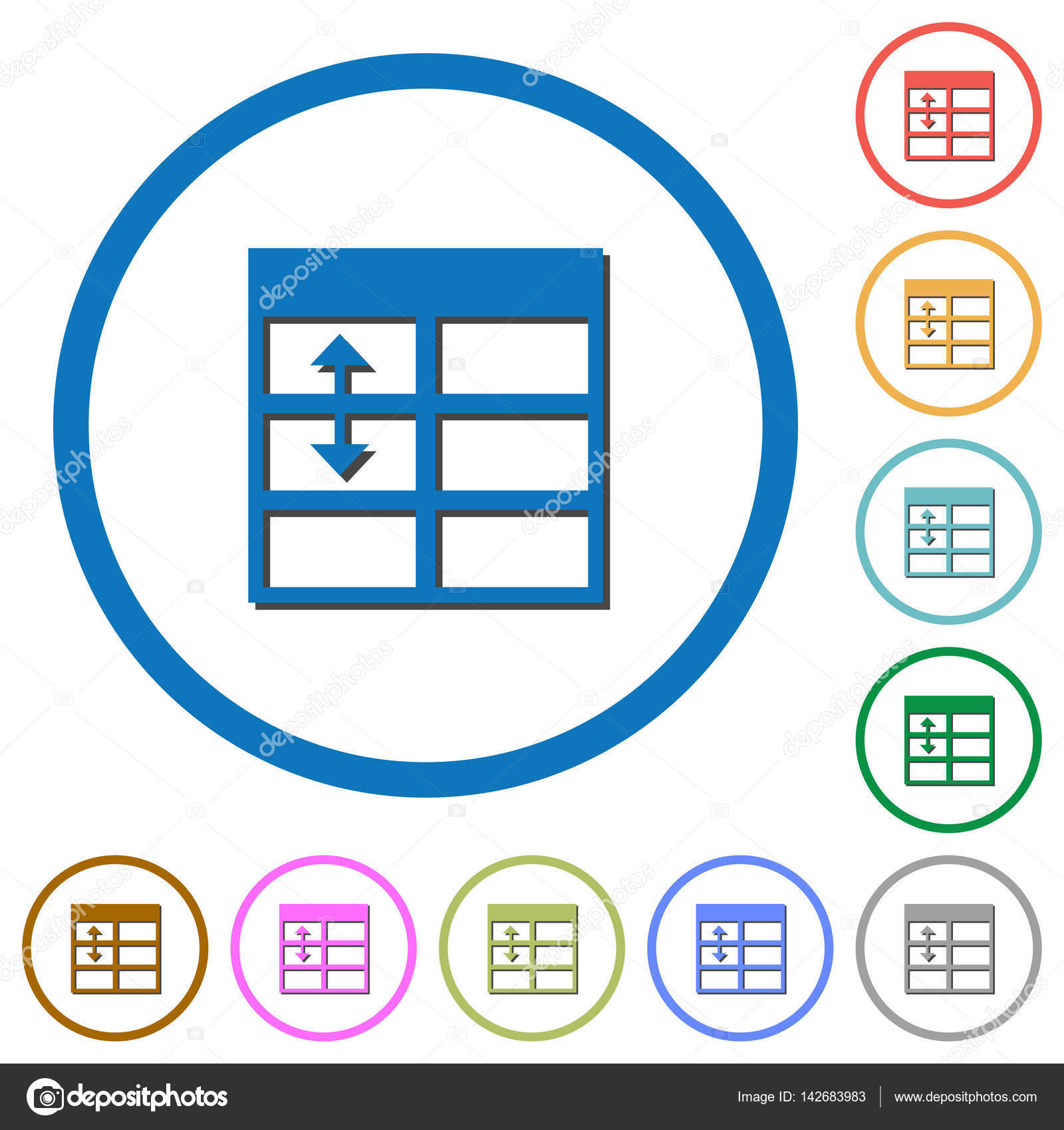 Foglio Di Calcolo Regolare Icone Di Altezza Riga Di Tabella