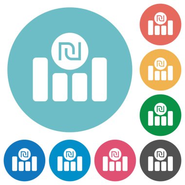 İsrail Yeni Şekeli mali grafik düz yuvarlak simgeler