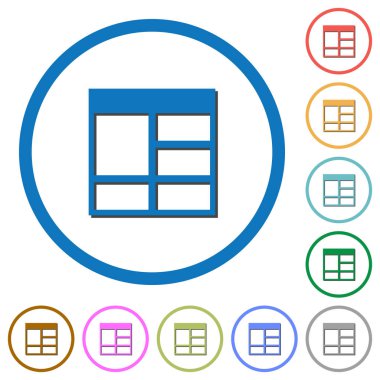 Elektronik tablo dikey olarak birleştirme tablo hücreleri simgelerle gölgeler ve anahatlar