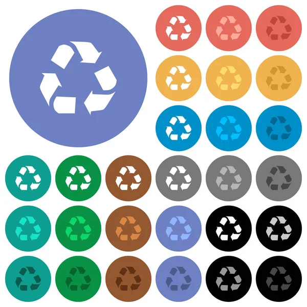 Recyclage rond plat multi icônes de couleur — Image vectorielle