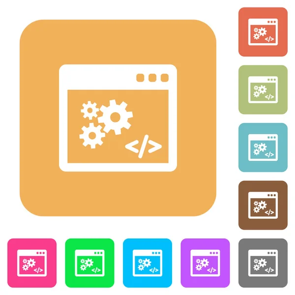 Interface de programmation d'application arrondie carrés icônes plates — Image vectorielle