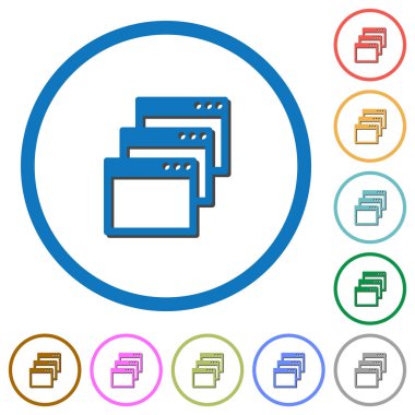 Art arda sıralı pencere görünüm modu simgeleri gölgeler ve anahatlar