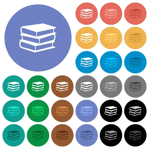 Knihy kulaté ploché multi barevné ikony — Stockový vektor