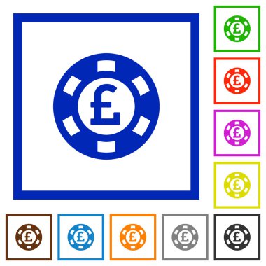 Lirası casino çip düz çerçeveli simgeler
