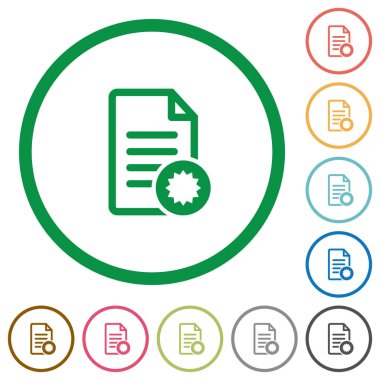 Belge sertifika düz simgeler anahatları ile