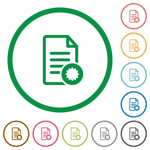 Belge sertifika düz simgeler anahatları ile