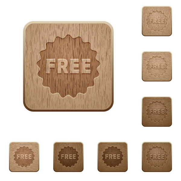 Free sticker wooden buttons — Stock Vector