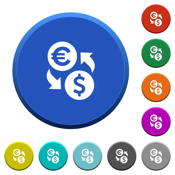 Euro Dólar troca de moeda botões chanfrados —  Vetores de Stock
