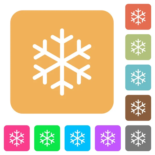 Single snowflake rounded square flat icons — Stock Vector