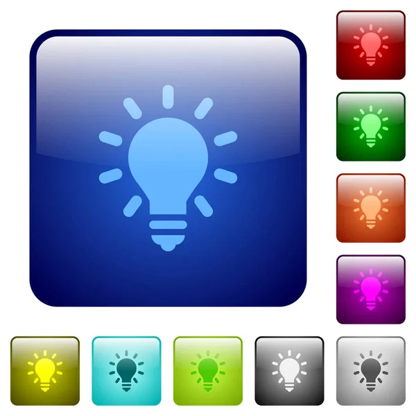 Iluminação cor da lâmpada botões quadrados —  Vetores de Stock