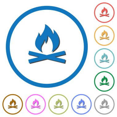 Kamp yangın kutsal kişilerin resmi ile gölgeler ve anahatlar