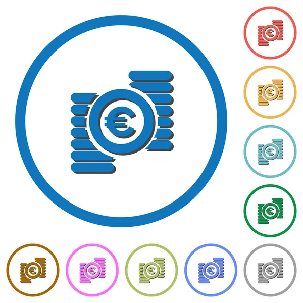 Euro simgeleri gölgeler ve anahatları ile paralar