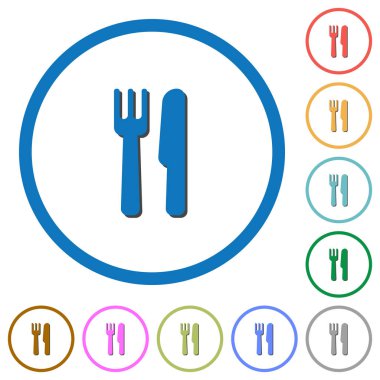 Çatal bıçak simgeleriyle gölgeler ve anahatlar