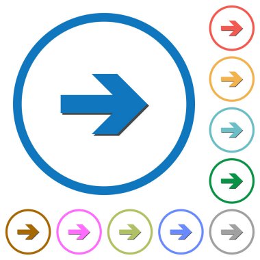 Gölgeler ve anahatları ile sağ ok simgeleri