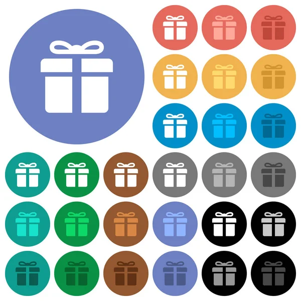 Geschenkbox runde flache mehrfarbige Symbole — Stockvektor