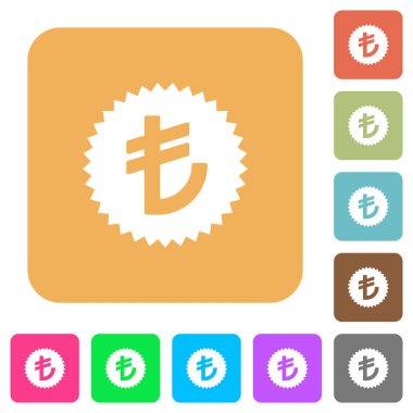 Türk Lirası etiket yuvarlak kare düz simgeler