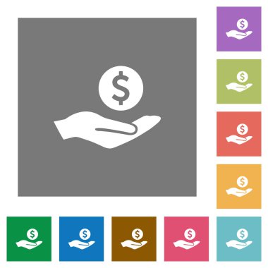 Dolar kazanç düz simgeler kare