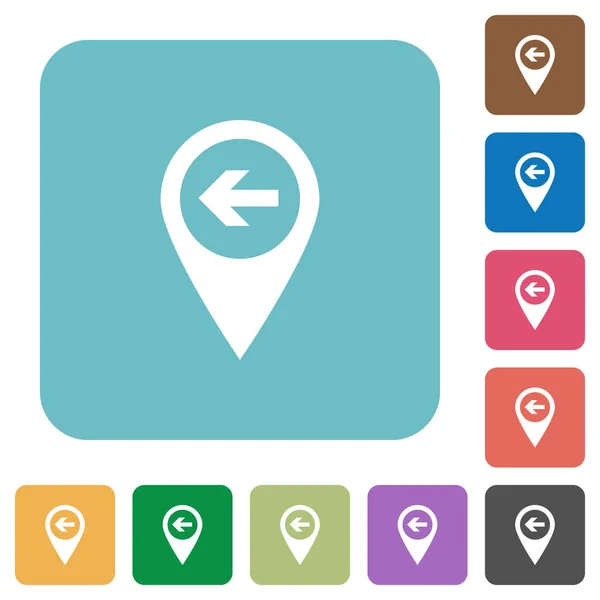 Précédent cible GPS carte emplacement arrondi carré plat icônes — Image vectorielle