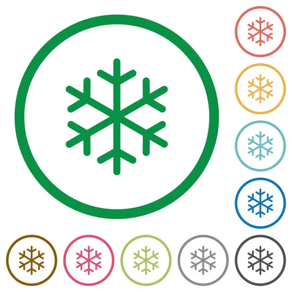 Single snowflake flat icons with outlines — Stock Vector