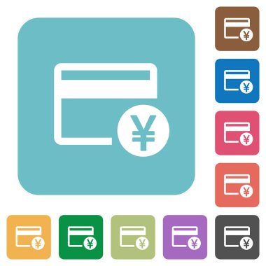 Yen kredi kartı simgeleri düz yuvarlak yuvarlak kare düz simgeler