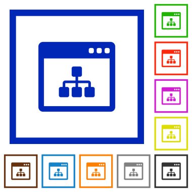 Ağ uygulama düz çerçeveli simgeleri