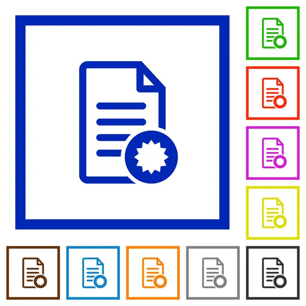 Certificat de document icônes encadrées plates — Image vectorielle