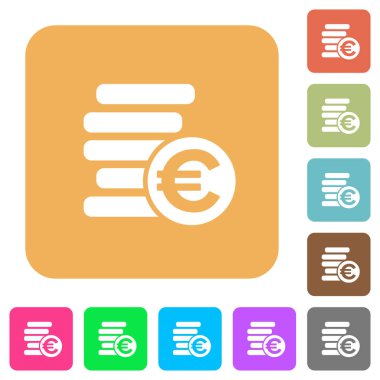 Euro paralar yuvarlatılmış kare düz simgeler