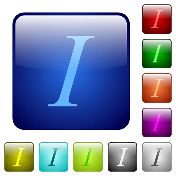 Type de police italique color square buttons — Image vectorielle