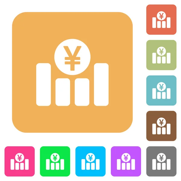 Jen pénzügyi grafikon lekerekített négyzet alakú lapos ikonok — Stock Vector