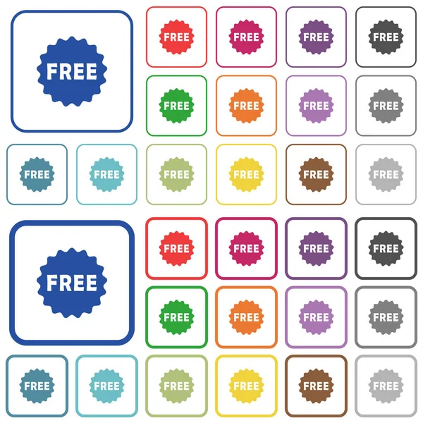 Free sticker outlined flat color icons — Stock Vector