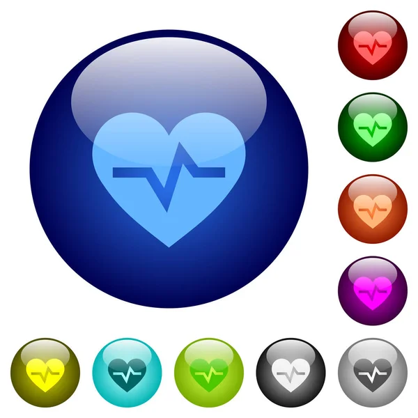 Botones de cristal de color Heartbeat — Vector de stock
