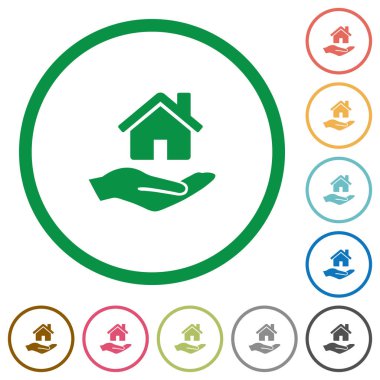 Anahatları ile ev sigorta düz simgeler