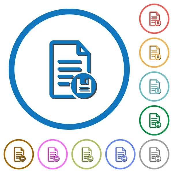Enregistrer les icônes de document avec des ombres et des contours — Image vectorielle