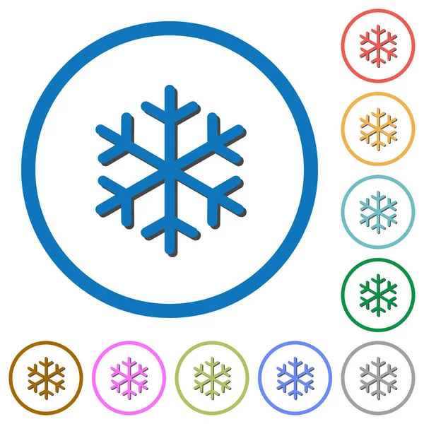 Egyetlen hópehely ikonok-val árnyék és körvonalak — Stock Vector