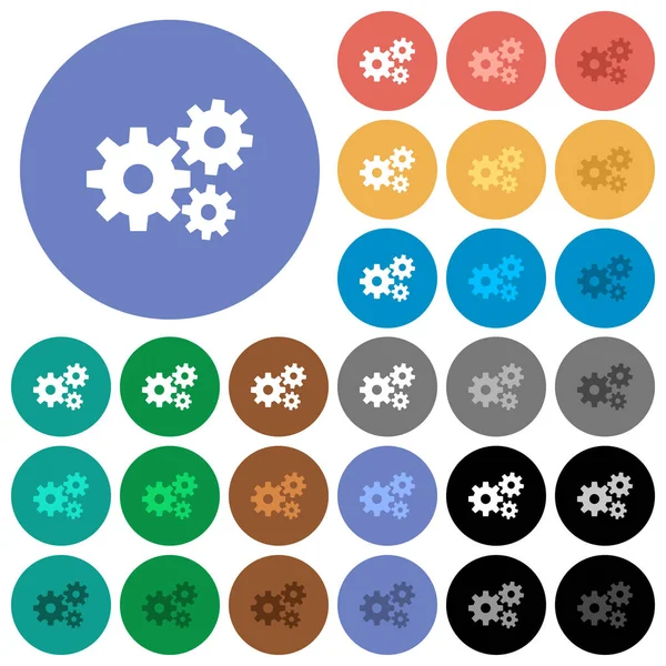 Engrenagens redondas planas ícones multi coloridos —  Vetores de Stock
