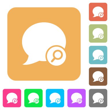 Yuvarlak blog yorum bulmak kare düz simgeler