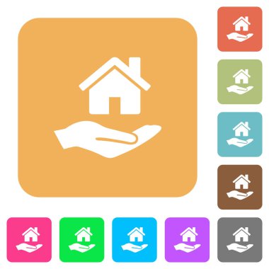 Ev sigortası yuvarlak kare düz simgeler