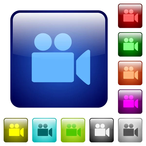Caméra vidéo couleur boutons carrés — Image vectorielle