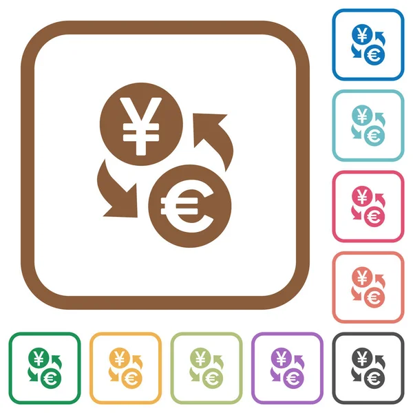 Yen Euro troca de moeda ícones simples —  Vetores de Stock