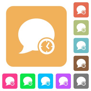 Blog yorum zaman yuvarlak kare düz simgeler