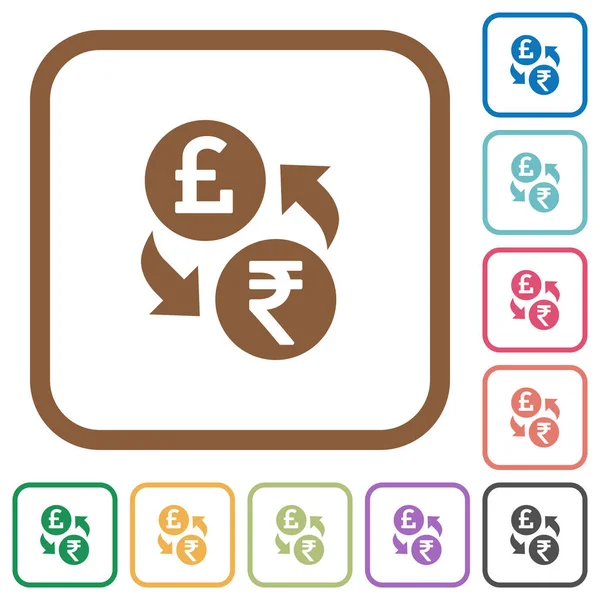 Pound Rupee money exchange simple icons — Stock Vector